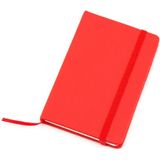 Notitieblokje rood met harde kaft en elastiek 9 x 14 cm - 100x blanco paginas - opschrijfboekjes