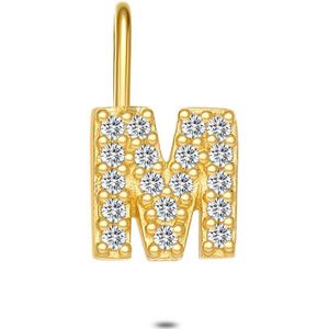 Twice As Nice Hanger in 18kt verguld zilver, letter M met steentjes