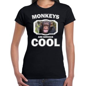 Dieren apen t-shirt zwart dames - monkeys are serious cool shirt - cadeau t-shirt chimpansee/ apen liefhebber L
