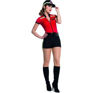 Wilbers & Wilbers - Brandweer Kostuum - Hete Vuren Catsuit Brandweer - Vrouw - Rood, Zwart - Maat 42 - Carnavalskleding - Verkleedkleding