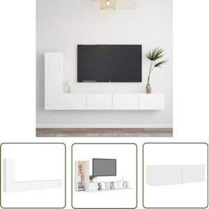 vidaXL 3-delige Tv-meubelset - Wit - Bewerkt hout Tv Meubilair - Houten Tv Kasten - Salontafel - Woonkamer Decoratie - Witte Tv Stand