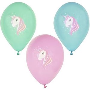 36x Eenhoorn thema print ballonnen 29 cm - Unicorn kinder verjaardag thema feestje versiering