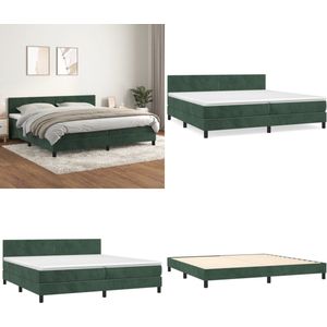 vidaXL Boxspring met matras fluweel donkergroen 200x200 cm - Boxspring - Boxsprings - Bed - Slaapmeubel