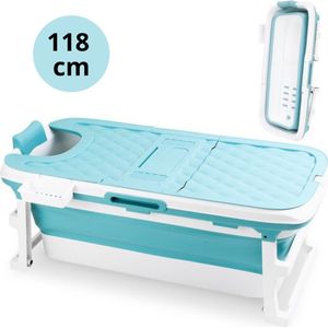 Livista® - Opvouwbaar bad - Bad Blauw - Zitbad - Inklapbaar - Bath Bucket - Ijsbad Volwassenen - 118 CM LANG - Incl. Rugkussen en Bad Accessoires