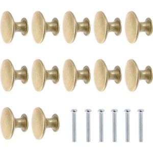 Vintage Meubelknoppen - 12x Ronde Kastknop - 30MM - Goudkleurige knoppen van deurtjes en lades