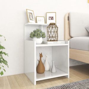 The Living Store Nachtkastjes - Hoogglans wit - 40 x 35 x 60 cm - Stevige constructie - 3 open schappen