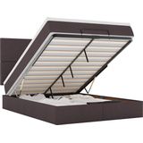 vidaXL - Ottoman - bed - met - matras - en - LED's - 140x190cm - stof - donkerbruin