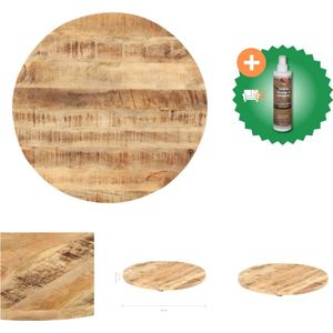 vidaXL Tafelblad rond 25-27 mm 80 cm massief mangohout - Tafelonderdeel - Inclusief Houtreiniger en verfrisser