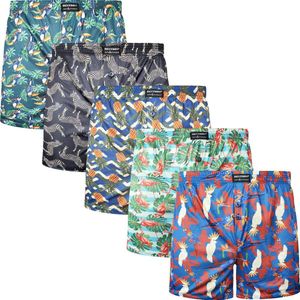 Wijde Boxershort Heren | 5 Pack | Zachte Viscose Stof | Maat XL | Dieren Print | Mix Kleur |Losse Boxershort | Multipack