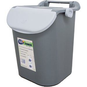 Afvalscheidingsbak - Afvalemmer - Stapelbaar - Tower bin met slot - 30 liter - Grijs