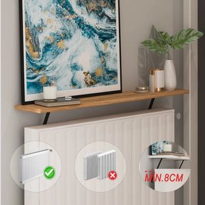 Radiatorrek 110 cm – Bruin – Zonder Boren – Moderne Wandplank voor boven Verwarming