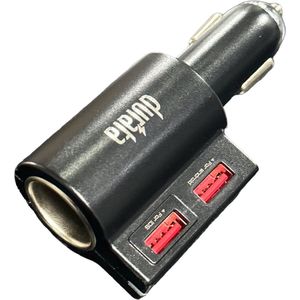 Auto Splitter Sigarettenaansteker 1 Plug 2 USB Poorten