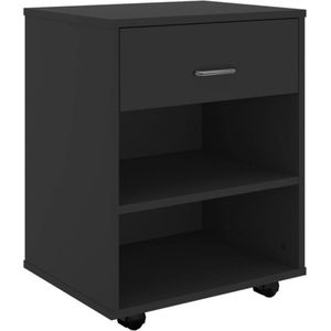 vidaXL - Rolkast - 46x36x59 - cm - bewerkt - hout - zwart