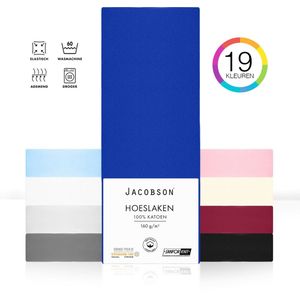 Jacobson PREMIUM - Jersey Hoeslaken - 100x200cm - 100% Katoen - tot 23cm matrasdikte - Koningsblauw