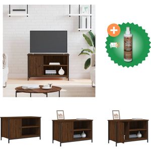 vidaXL Tv-meubel 80x40x50 cm bewerkt hout bruineikenkleurig - Kast - Inclusief Houtreiniger en verfrisser