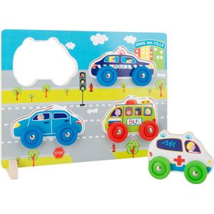 Small Foot Houten Vormenpuzzel Auto's 3d 4 Stukjes