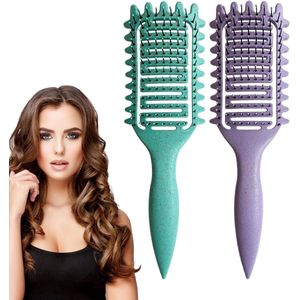 Ontwart en Definieer je Krullen: 2 Stuks Styling Peddelborstels voor Nat, Dik, en Krullend Haar