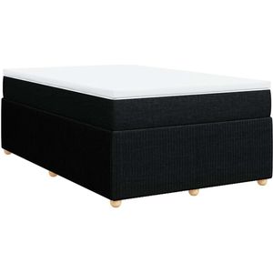 vidaXL - Boxspring - met - matras - stof - zwart - 120x200 - cm