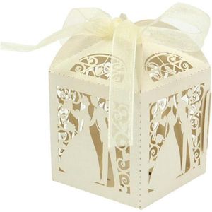 PaCaZa - Geschenk doosjes / Cadeau doosjes - 100 stuks - Bruidspaar - Beige / Crème