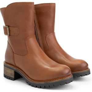 Mysa Lily dames leren enkellaarzen - Gevoerde boots - Cognac Bruin Leer