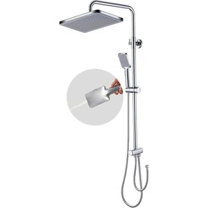 Douchekolom met handdouche roestvrij staal verstelbaar chroom- messingpatroon ABS-antikalksproeiers 360° draaibaar wandmontage