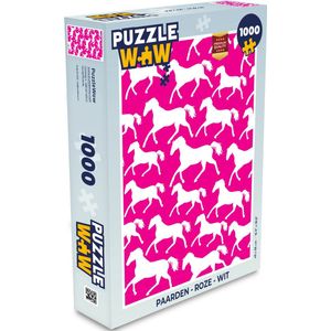 Puzzel Paarden - Roze - Wit - Meisjes - Kinderen - Meiden - Legpuzzel - Puzzel 1000 stukjes volwassenen