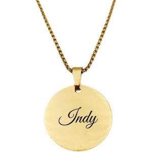 Ketting RVS Met Naam Gravering - Indy - Goud - Rond