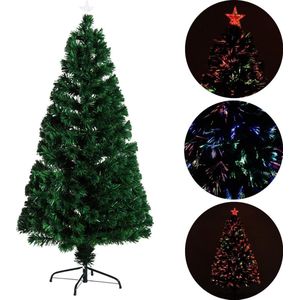 Kunstkerstboom met glasvezel verlichting en decoratie - Kerstboom - Kerst - LED - 150 cm
