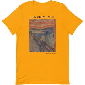 Edvard Munch 'De Schreeuw' (""The Scream"") Beroemd Schilderij T-Shirt | Unisex Klassiek Kunst T-shirt | Goud | S