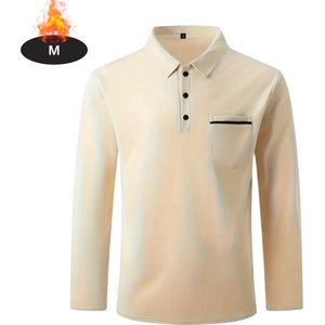 Livano Poloshirt Heren - T-Shirt Heren - Shirt - Overhemd - Polo Shirt Lange Mouwen - Khaki - M