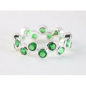 Zware zilveren ring met groene saffier - maat 19.5
