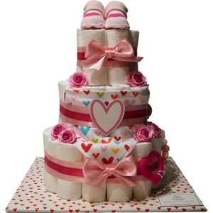 Pampertaart - luiertaart - Hartjes - 54 luiers maat 3
