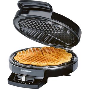 SilverCrest- Wafelijzer- Wafelmaker Hartvorm - Antiaanbaklaag - 5 Wafels - 1200 W - Zwart- met 15 bakideeën