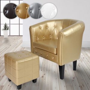 Chesterfield fauteuil inclusief hocker, zetel, Goud