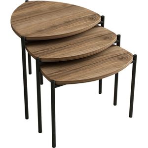 Arabic House - Lenny - Salontafel Set Van 3 - Walnoot - Metaal/Melamine