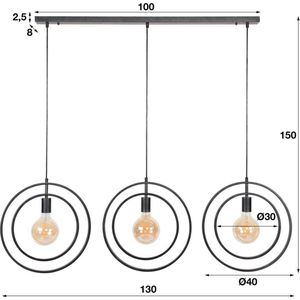 Hanglamp 3-Lichtbronnen - Metaal - Zwart - Lamp Turn Around - Giga Meubel