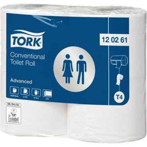 Voordeelverpakking van 2 x Tork toiletpapier extra lang wit T4, 24 rol (120261)