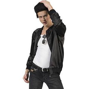 Funny Fashion - Grease Kostuum - Dean Thunderbird Jack Man - Zwart - Maat 48-50 - Carnavalskleding - Verkleedkleding