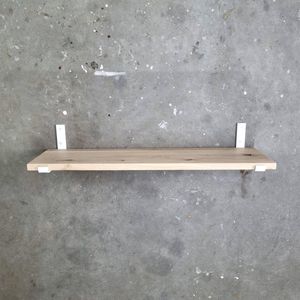 GoudmetHout Massief Eiken Wandplank - 120x30 cm - Industriële Plankdragers L-vorm Up - Staal - Mat Wit - Wandplank industrieel