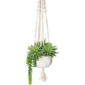 Kunstmatige hangplant met pot, kunstvetplanten in witte keramische pot, nep groene potplant voor slaapkamer, badkamer, keuken, kantoor, woondecoratie, indoor