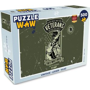 Puzzel Vintage - Leger - Vlag - Legpuzzel - Puzzel 500 stukjes