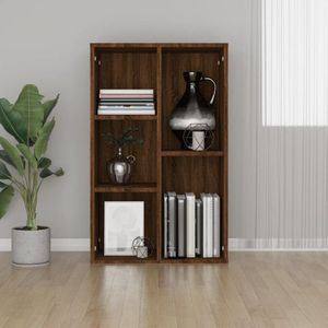 The Living Store Boekenkast/dressoir 50x25x80 cm bewerkt hout bruin eikenkleur - Boekenkast - Kast - Houten Boekenkast - Vintage Boekenkast - Bruine Boekenkast