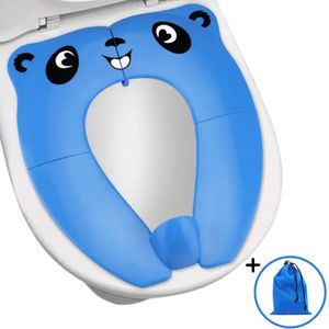 ZoeZo - Panda Toiletbril - Blauw - Opvouwbaar - Incl. opbergtasje - Kinderen - Hygiënisch - WC- bril verkleiner - Zindelijkheidstraining - Toilettrainer - Toilet zitje