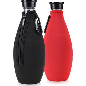 kwmobile 2x flessenkoeler - Hoes compatibel met Sodastream Crystal, Crystal 2.0 en Penguin - Voor 615 ml flessen - Koeler van neopreen in zwart / rood