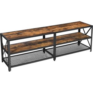 Signature Home Dussel Tv kast - Tv meubel - tv-tafel - voor tv's tot 60 inch - tv-meubel met planken - Kast voor woonkamer - slaapkamer - industrieel vintage - bruin-zwart