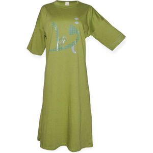 Ibramani Cat T-Shirt Olive Green - Dames T-shirt Jurk - Zomer T-Shirt - Oversized T-Shirt - Premium Katoen - Dames Kleding