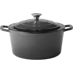 Gietijzeren kookpan met deksel - geschikt voor inductie - ovenbestendig - Ø 28 cm 6 liter antraciet.