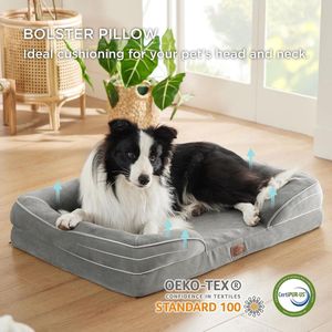Orthopedisch hondenbed, ergonomische hondensofa, met eivormig traagschuim voor middelgrote honden, wasbaar, antislip, afmetingen 89 x 63 cm