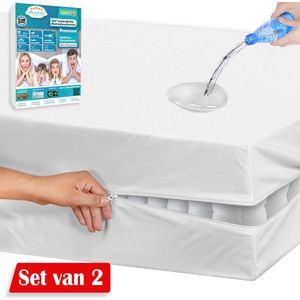 Luxe Waterdichte Matrashoes Met Rits (set van 2) - Matrasvernieuwer 90 x 200 cm - Anti Bedbug - Allergie, Huisstofmijt en Antibacteriële - 100% Waterdichte en Bedwantsbestendige Matrasbeschermer Molton - Ritssluiting - 90x200 cm