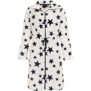 Dames badjas met rits - sterrenprint - fleece - zacht & warm - ritssluiting badjas dames - luxe ochtendjas -maat XL (48-50)